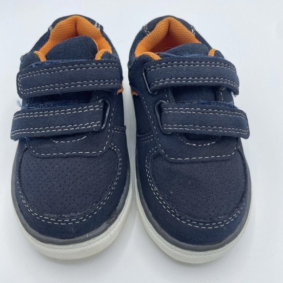 MAX + JAKE toddlers velcr0 sneakers in NAVY & ORANGE sz 5 - VGUC - Picture 1 of 6